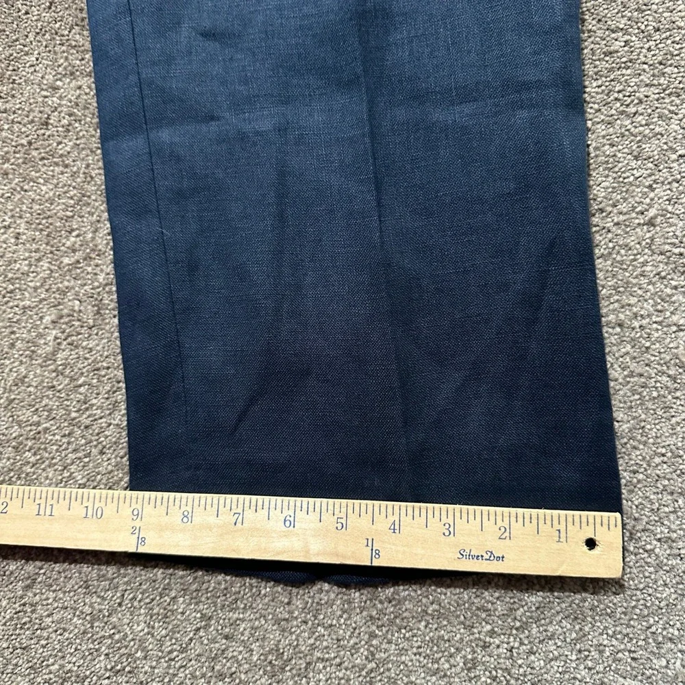 LL Bean Signature Kennebunk 100% Linen Pants Mens 38x34 Navy Blue Coastal Summer